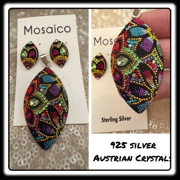 NWT Mosaico Austrian Crystal pendant necklace & earrings 💕💕 new line! 💕💕 - Picture 1 of 12